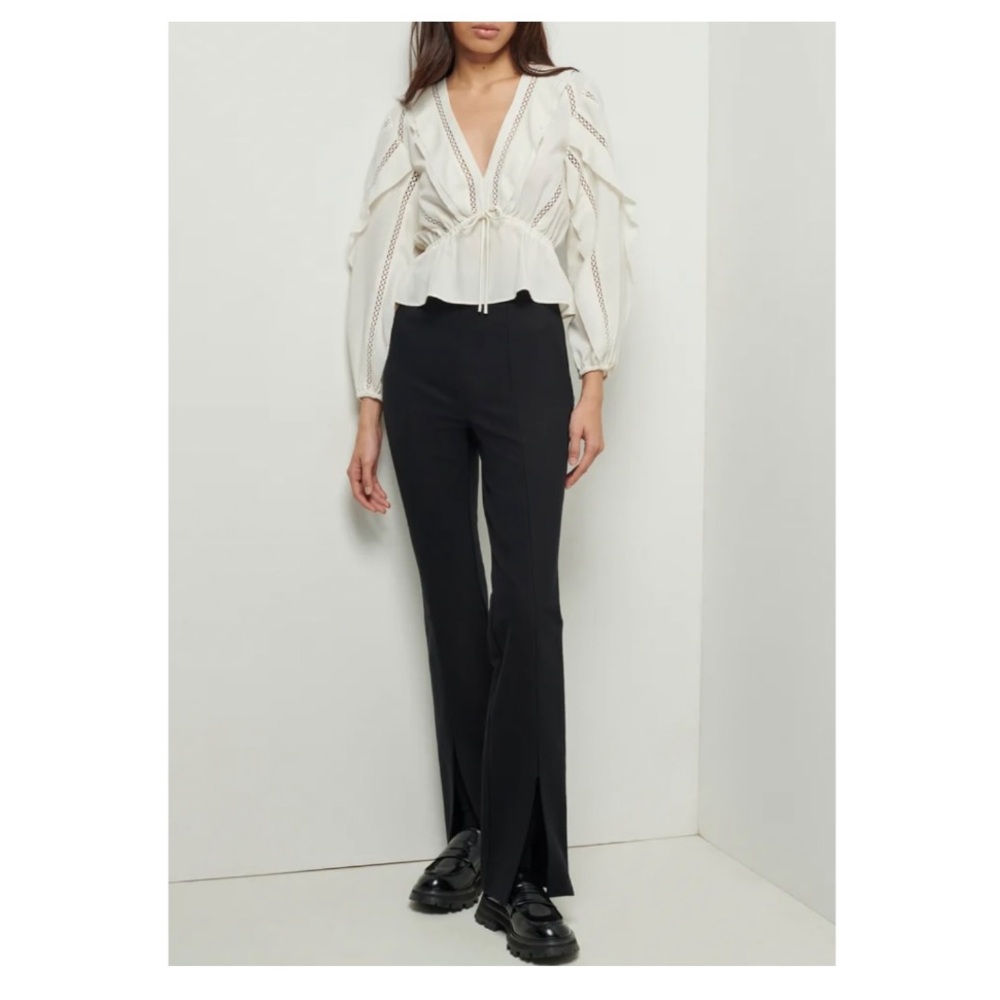 Derek Lam Black Front Slit Flare Pants